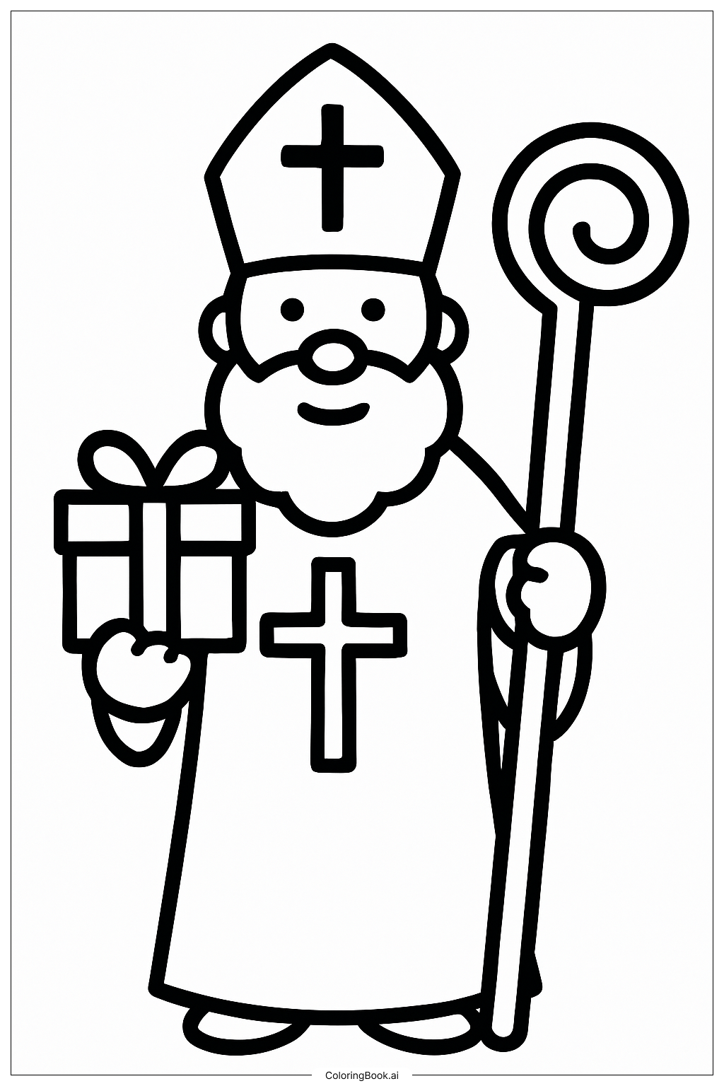 단순한 성 니콜라스 윤곽 색칠공부 페이지