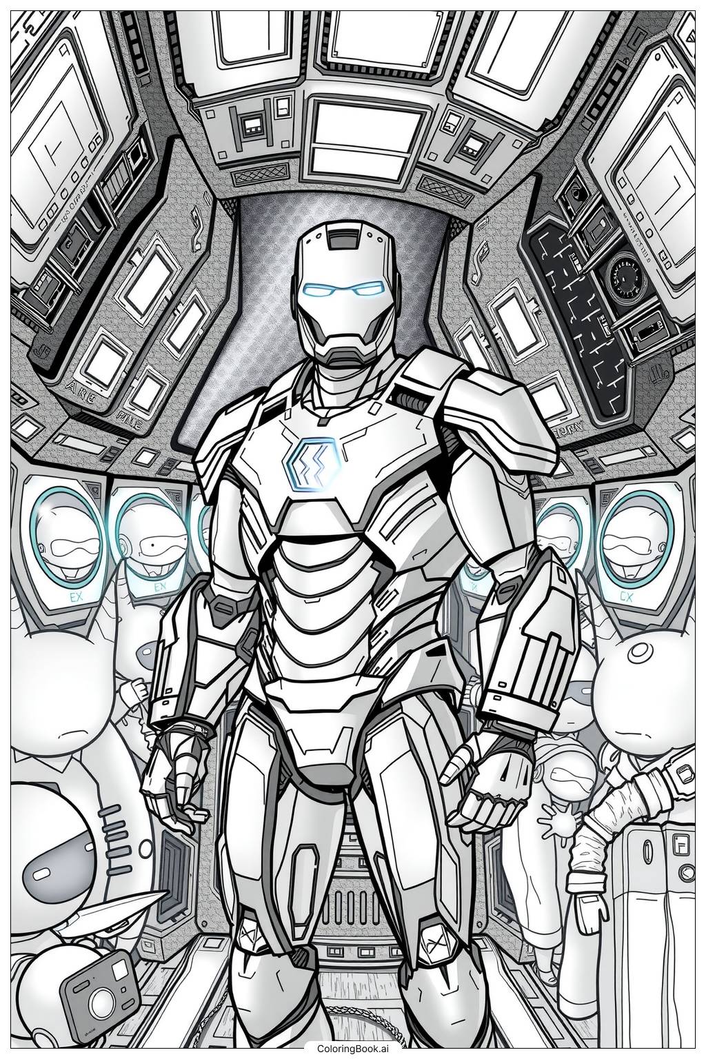  Iron Man and Among Us Crossover Coloring Page 