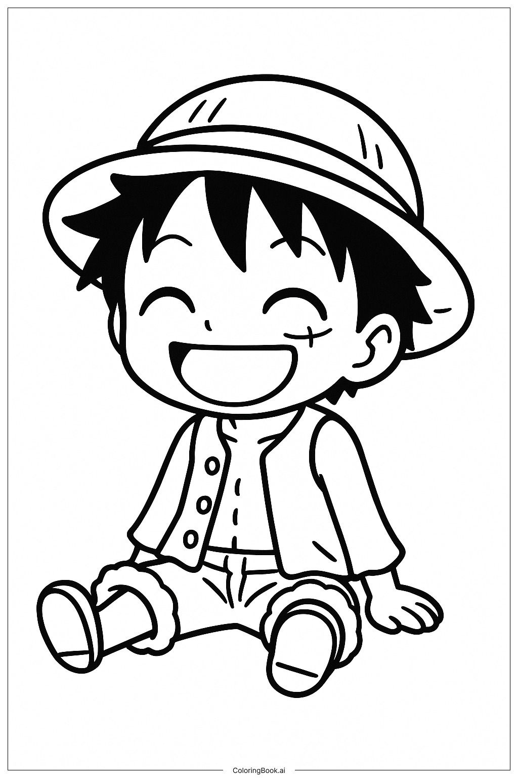  座っているチビルフィの塗り絵ページ 