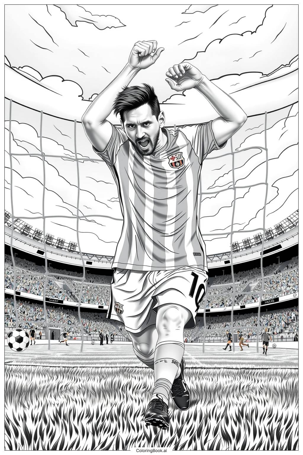  messi celebrating a goal Coloring Page 