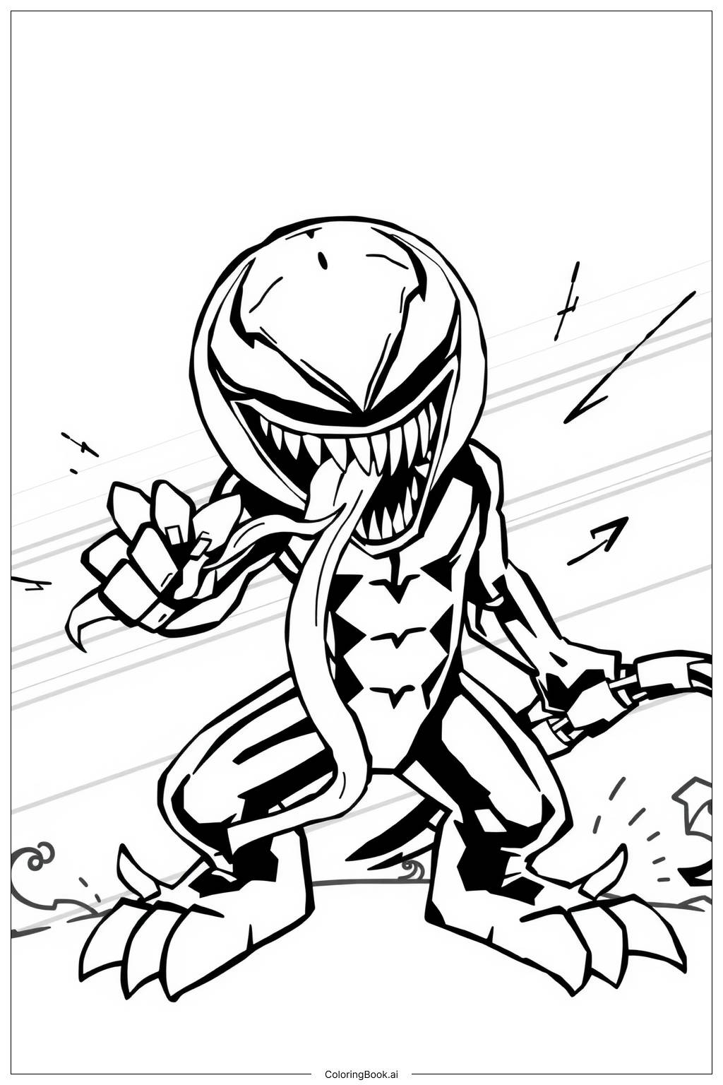  Page de coloriage attaque de langue de Venom 