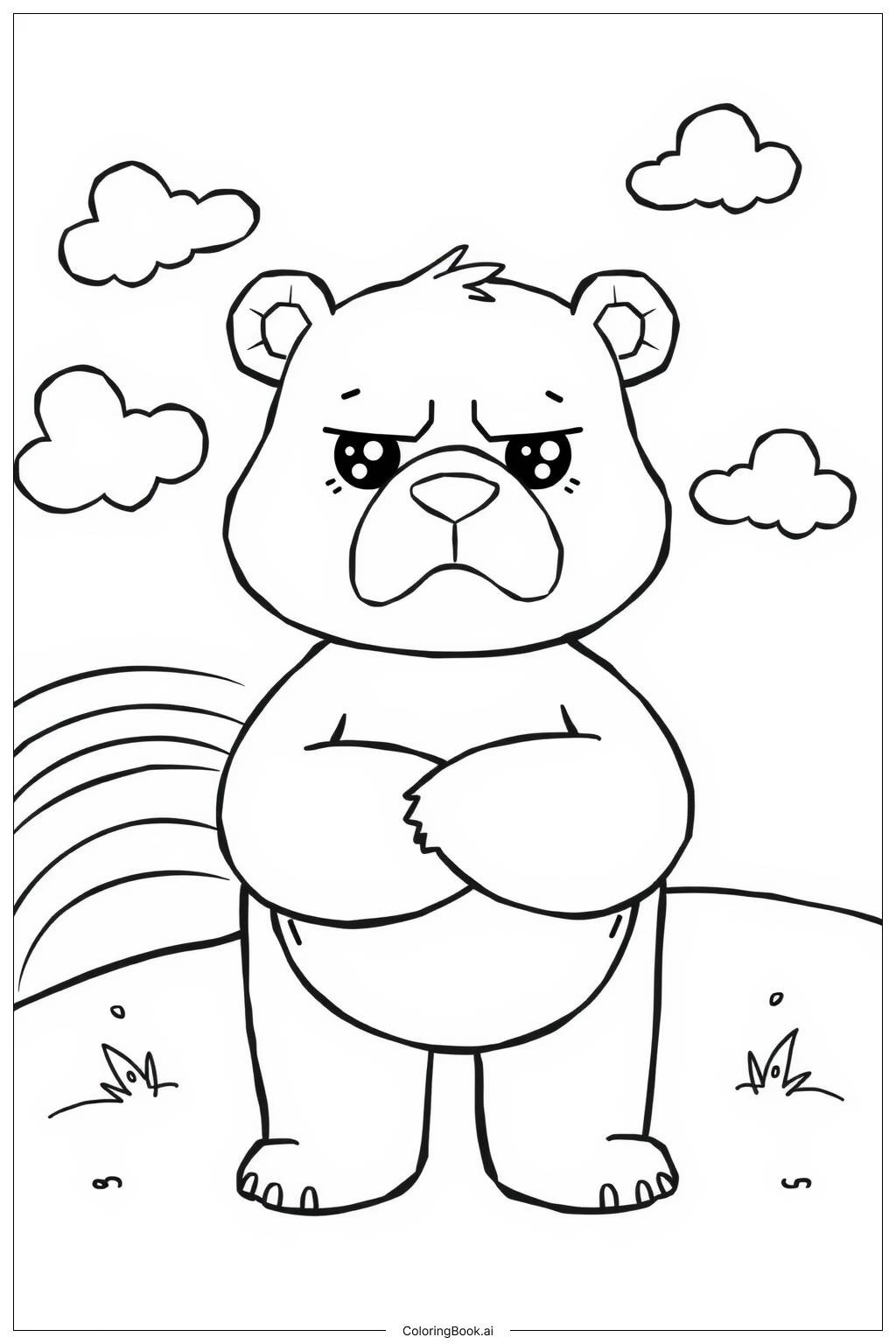  Página para colorear de Oso Care Grumpy solo 