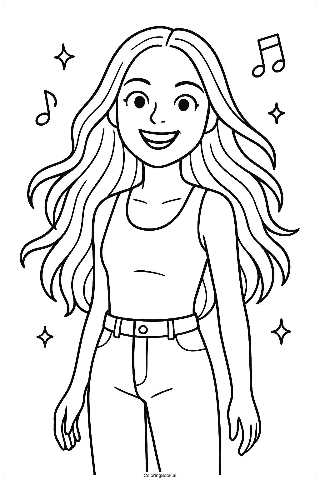  Olivia Rodrigo With Her Hair Flowing Coloring Page 