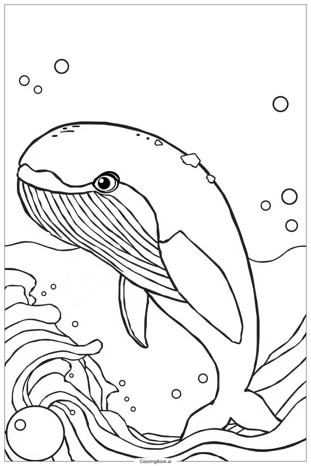  Page de coloriage Baleine nageant à travers un arc-en-ciel-2 