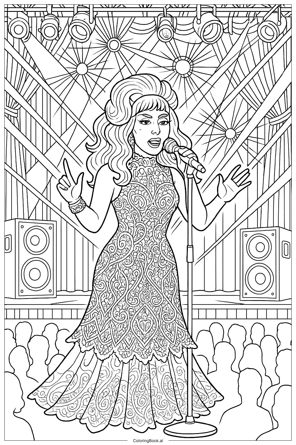  Lady Gaga On A Grand Stage With Lights Coloring Page 
