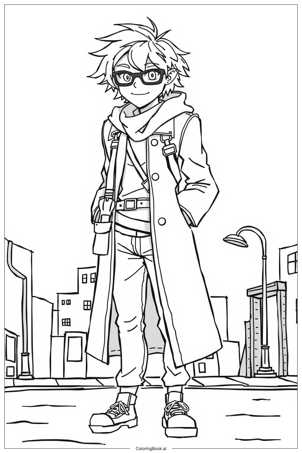  Cowboy bebop-inspired character in a city Coloring Page 