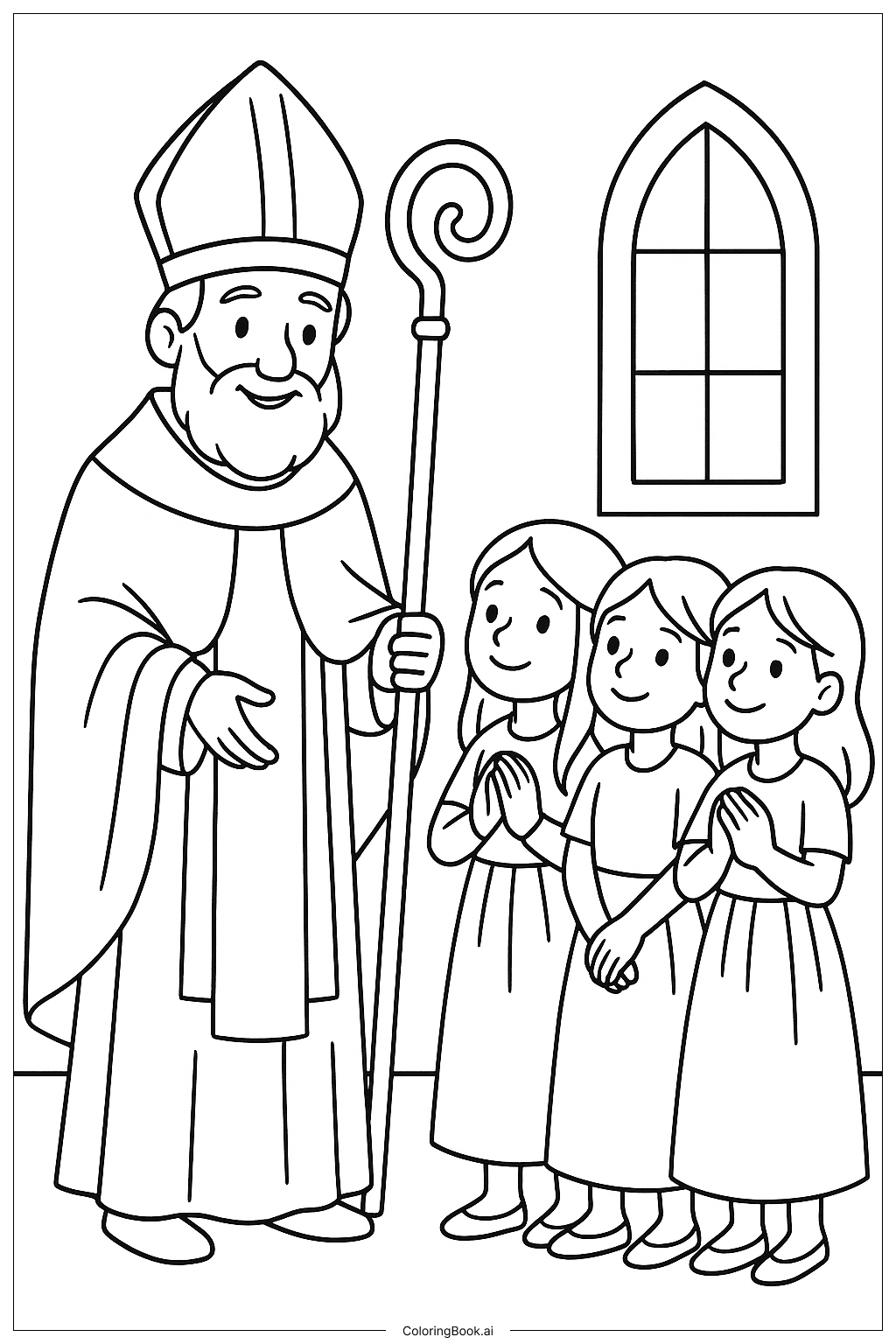 성 니콜라스가 딸들을 구함 색칠공부 페이지