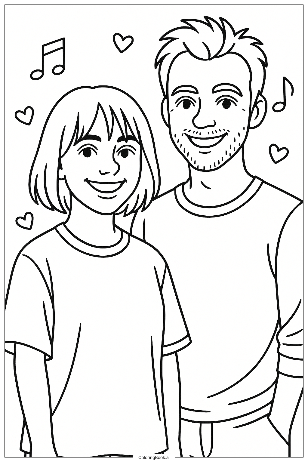  Página para colorir de Billie Eilish e seu irmão Finneas 