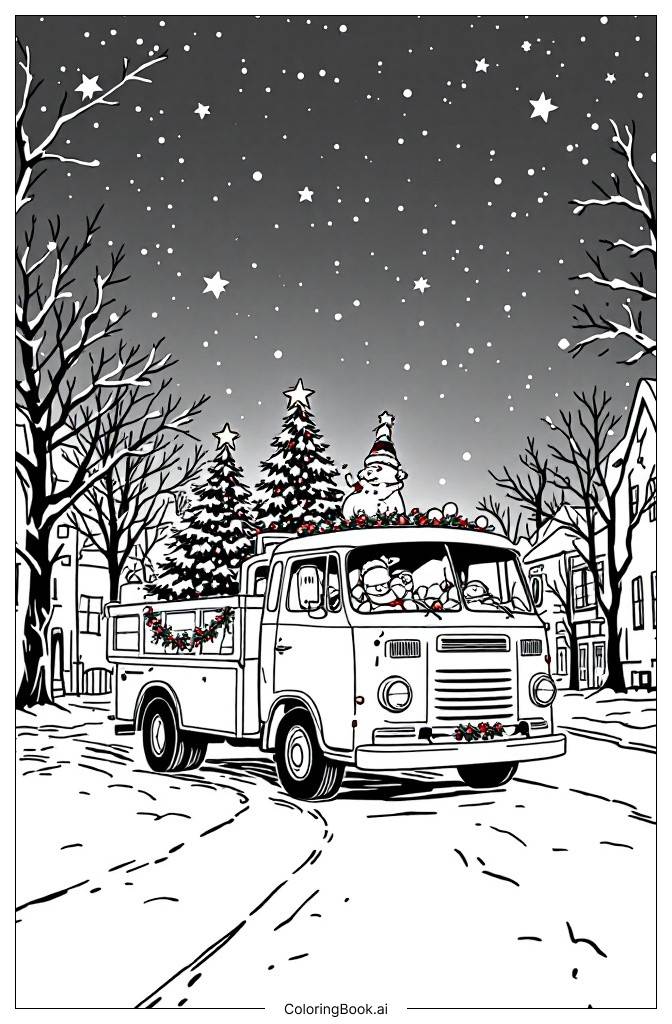  Christmas Truck Parade Coloring Page 