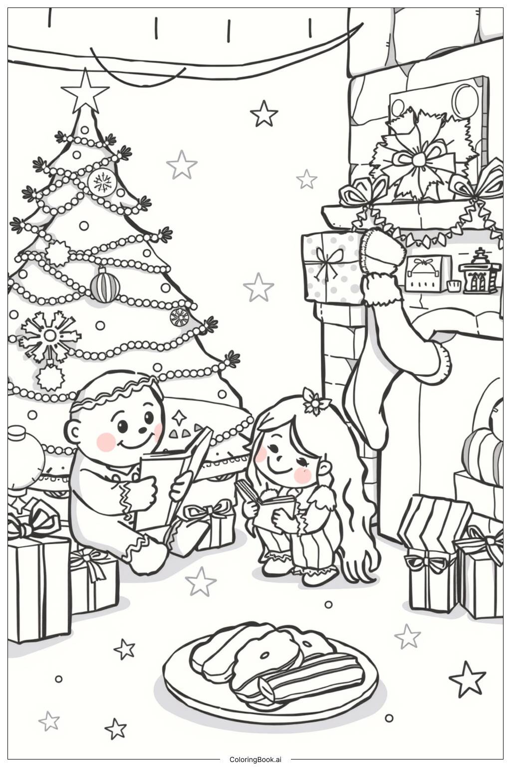  Gingerbread Family Christmas Eve-2 Coloring Page 