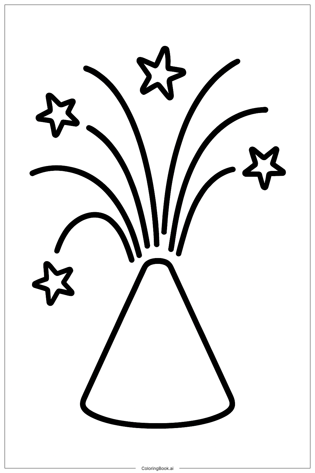 A Simple Fountain Firework Coloring Page