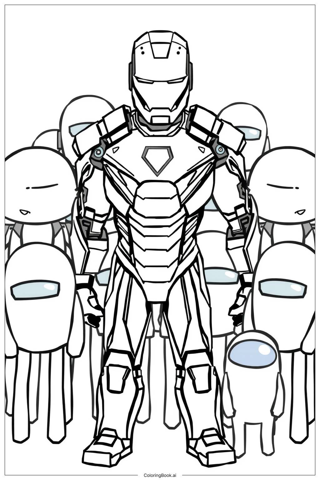  Página para colorir de Personagens do Iron Man Among Us 