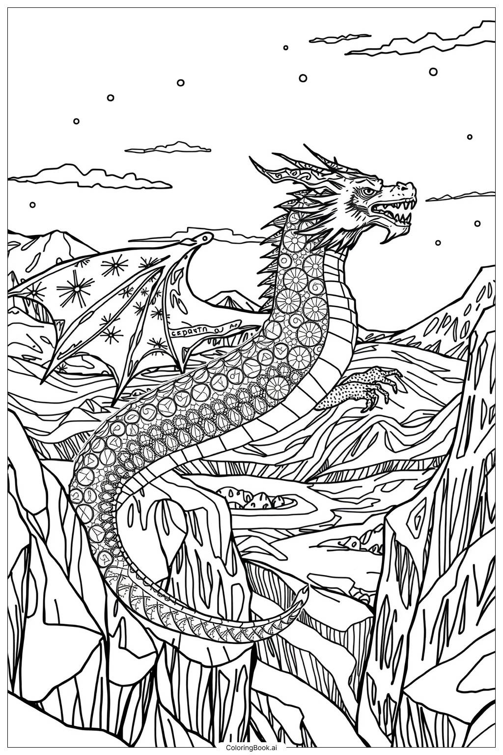  Page de coloriage Vol de Dragon de Glace 