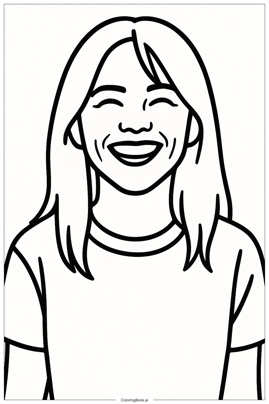  Página para colorir de Uma Billie Eilish Sorridente 