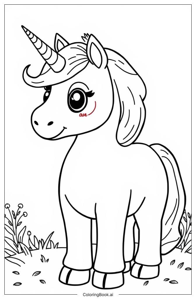  Página para colorear de Unicornio Panda 