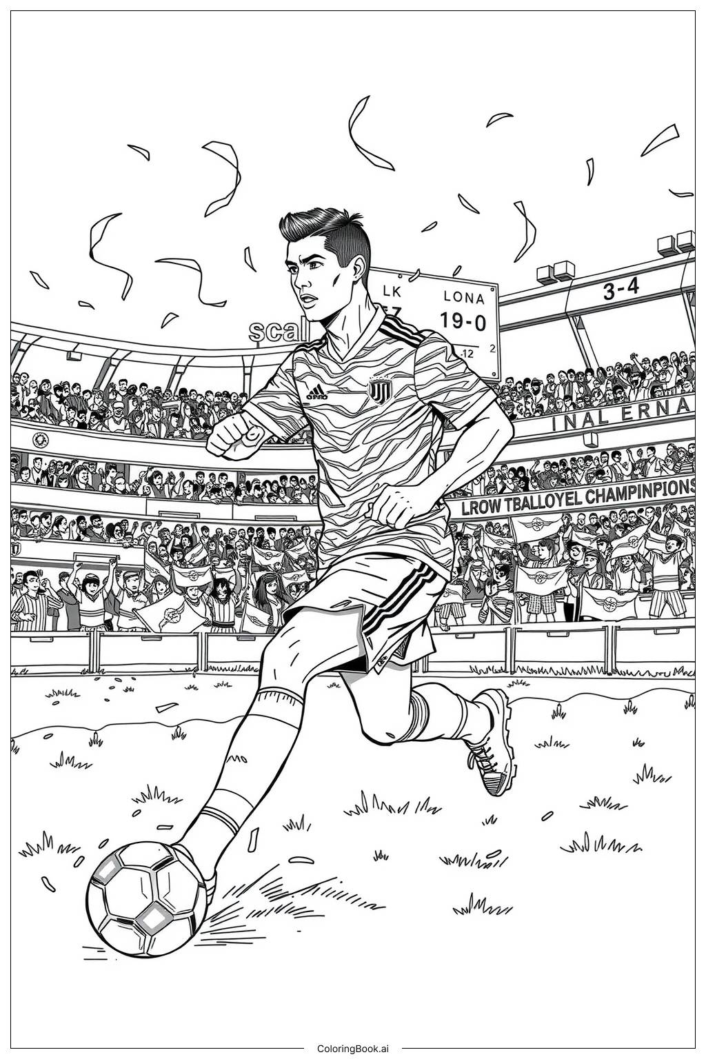  Ronaldo Playing in a Championship Final-2 Coloring Page 