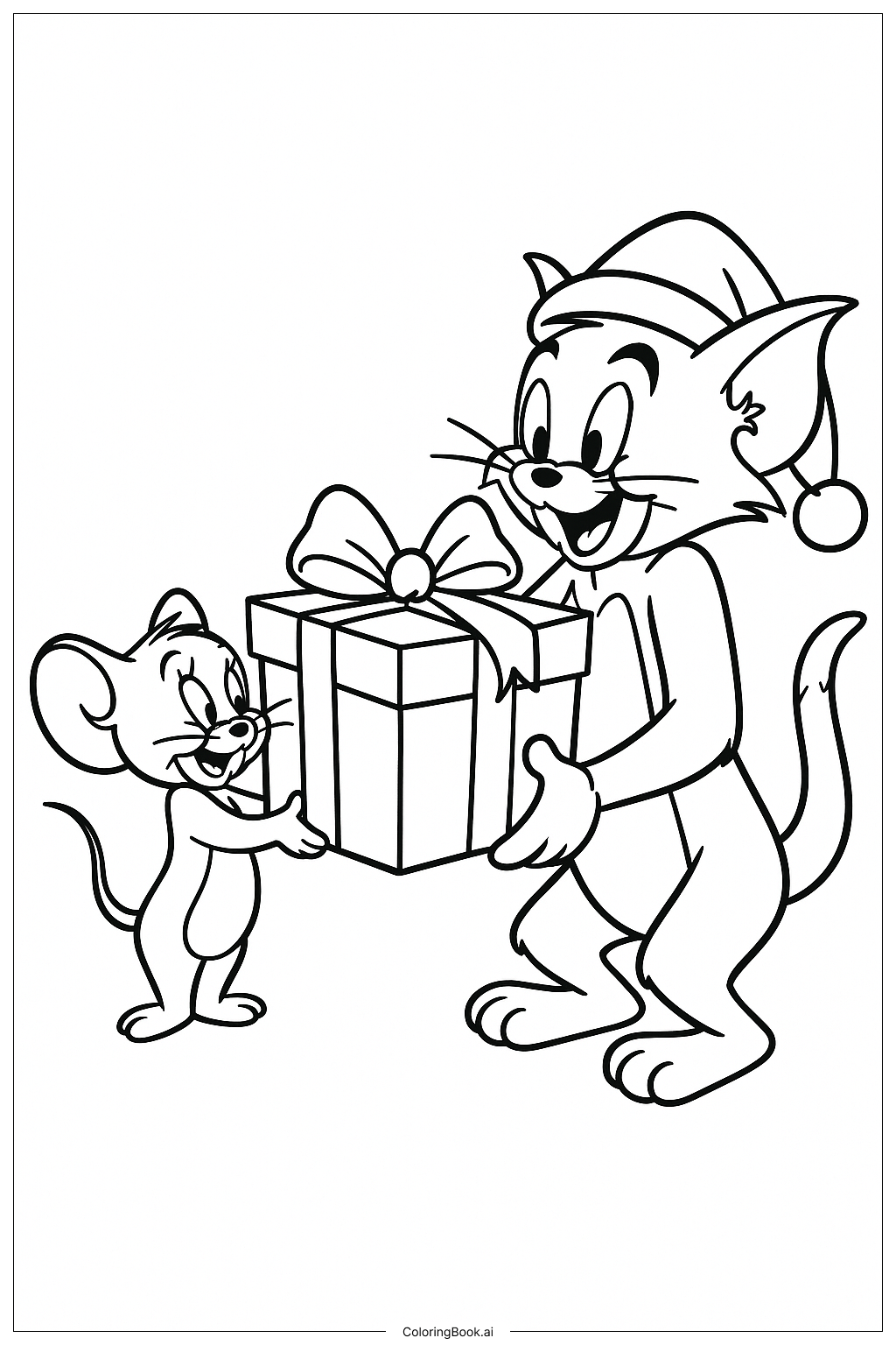  Page de coloriage Avec un cadeau de Noël 