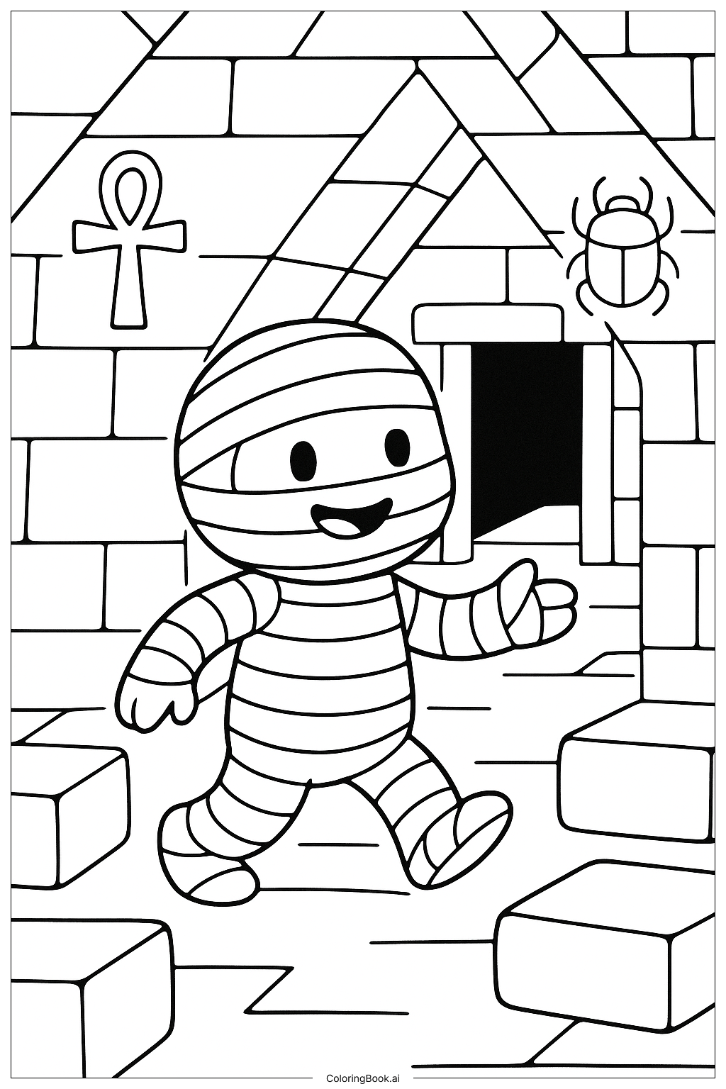  Mummy Exploring A Pyramid Interior Coloring Page 