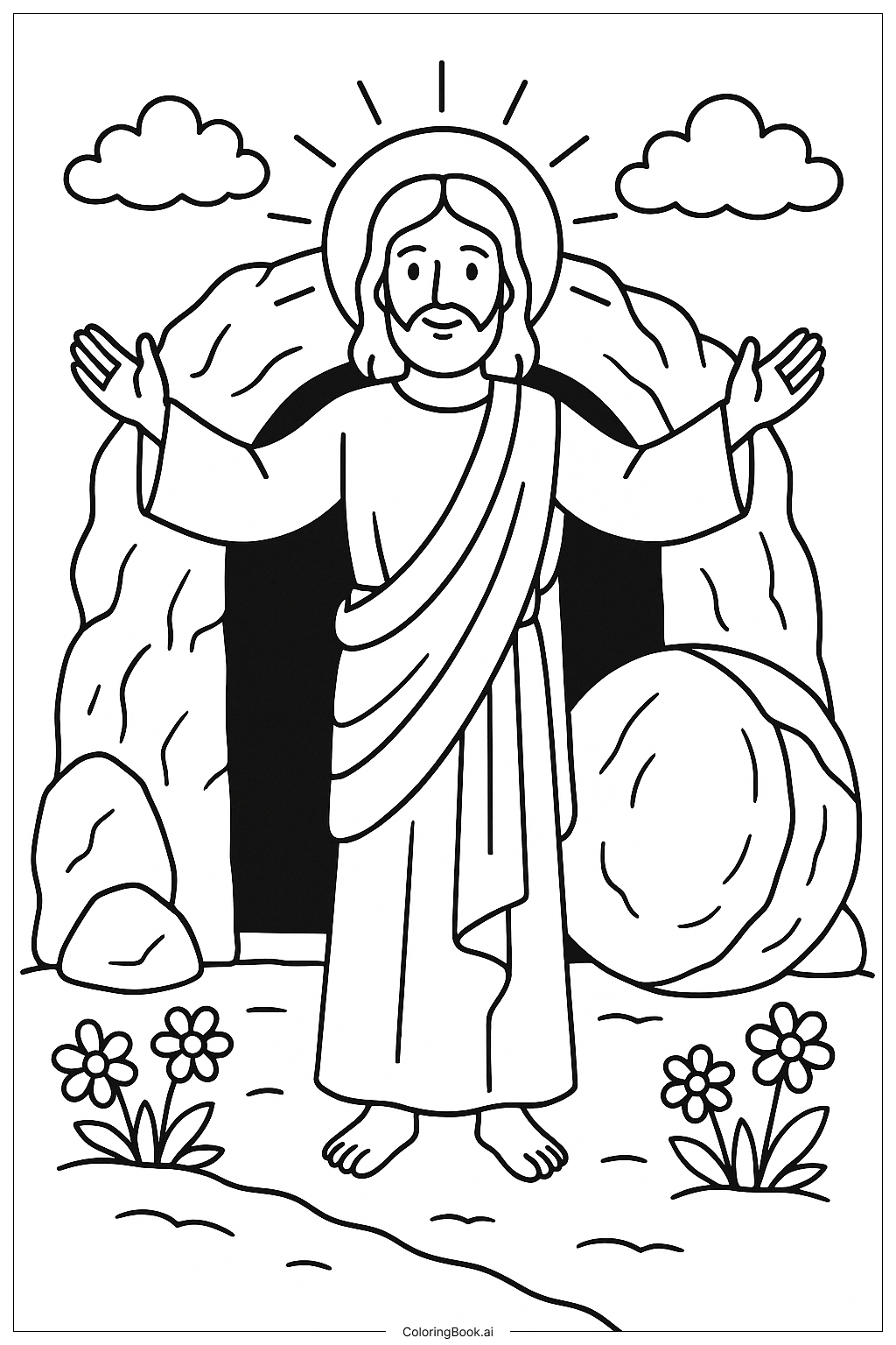  Página para colorear de La Resurrección de Jesucristo del Sepulcro 