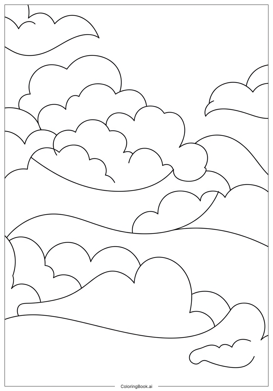  Deep Breathing Mindfulness Abstract Clouds著色頁 