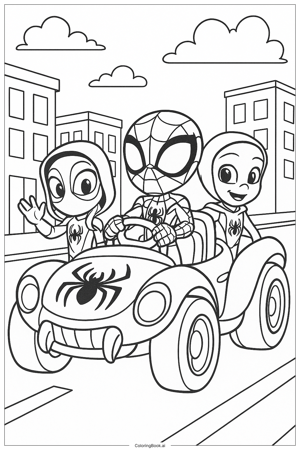 Spidey y sus increíbles amigos conducen el Web-Crawler