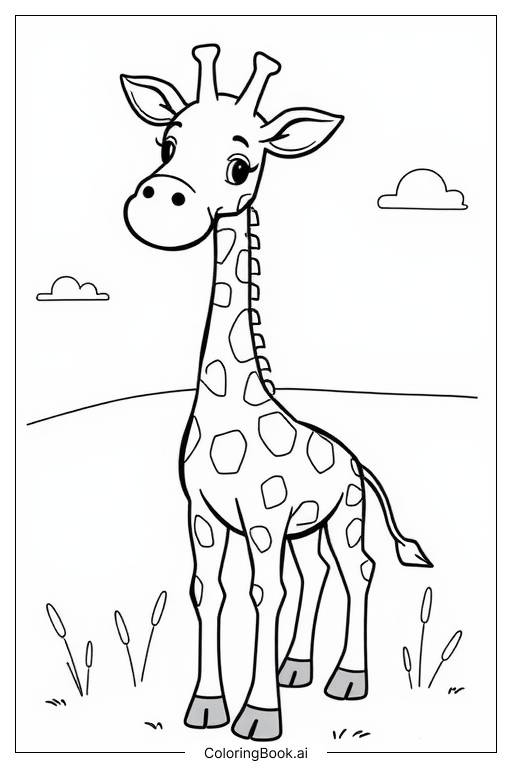  Page de coloriage mignonne girafe kawaii 