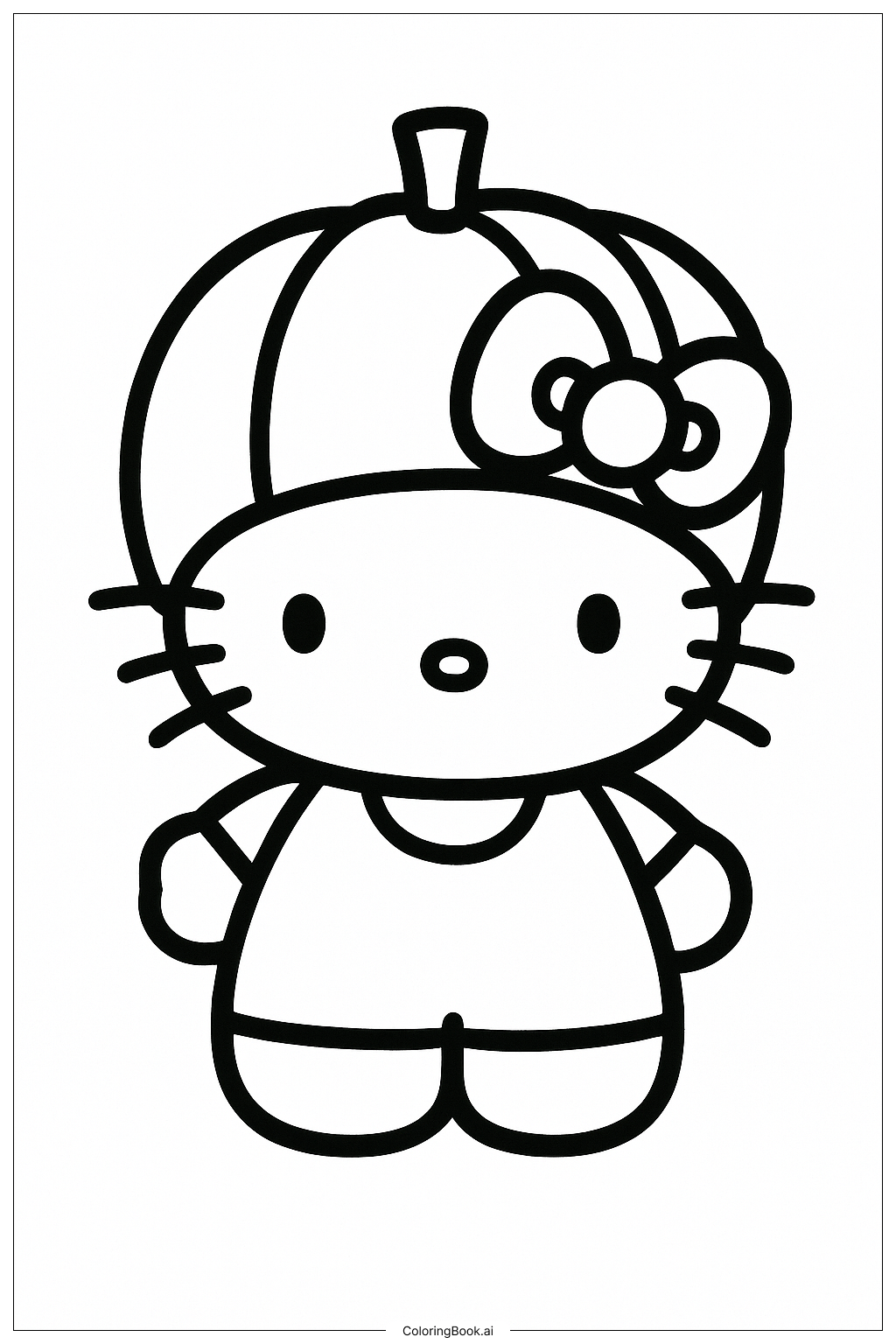  Trang tô màu Hello Kitty Đội Mũ Bí Ngô 