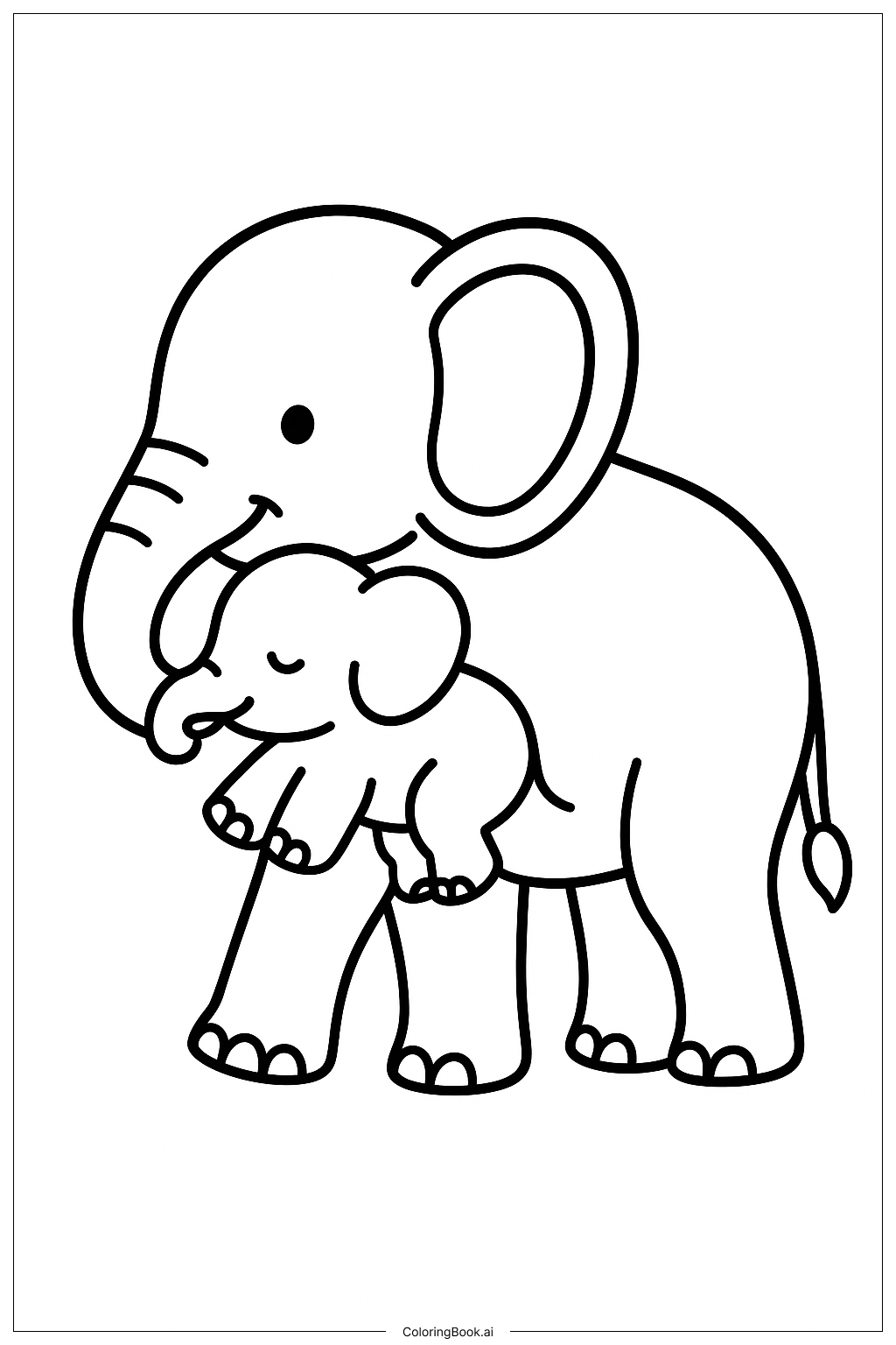 Elefant mit Baby Ausmalseite