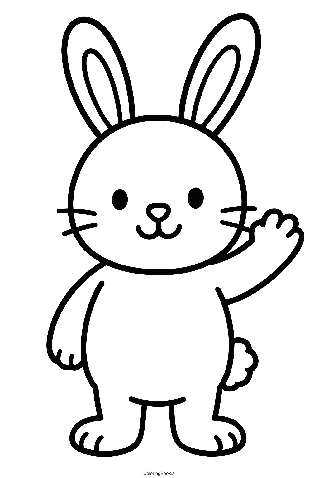 Easter Bunny Waving Hello Coloring Page