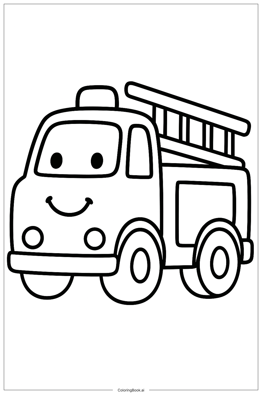  Page de coloriage Camion de pompier au design ludique 
