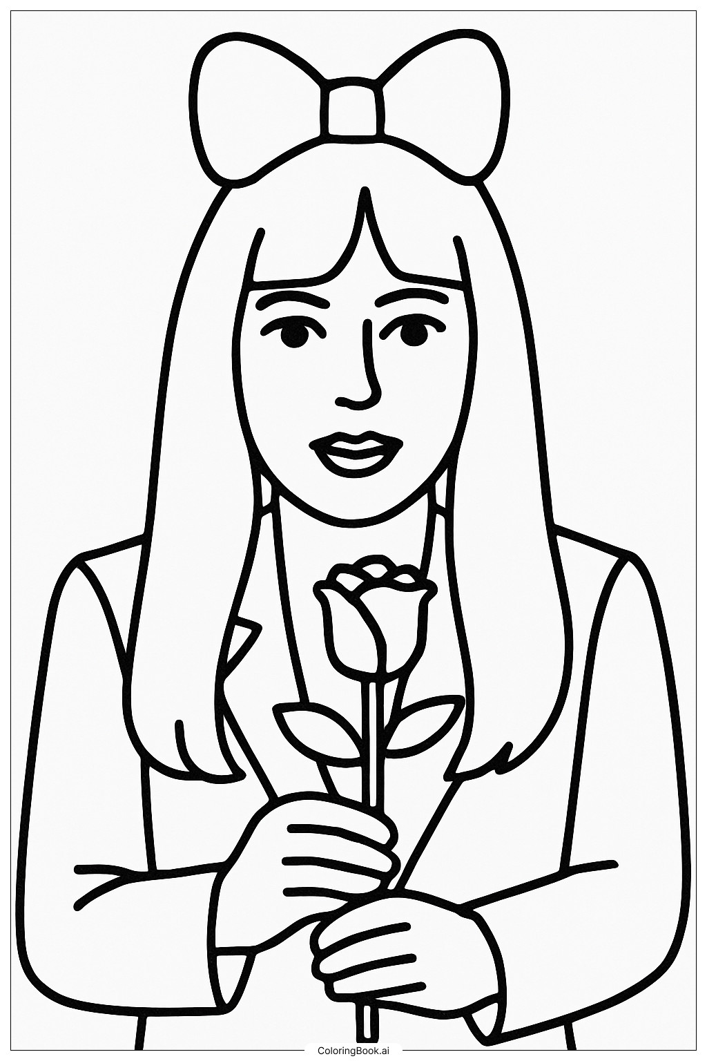  Lady Gaga Holding A Single Rose Coloring Page 