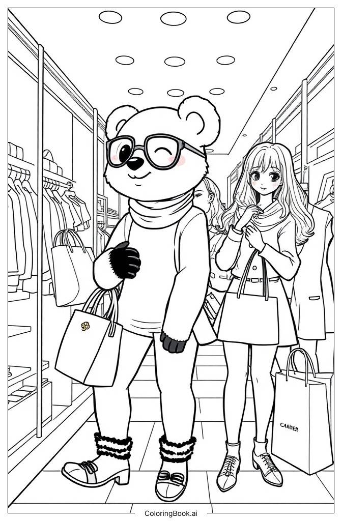  Página para colorear de Mimi Panda2 