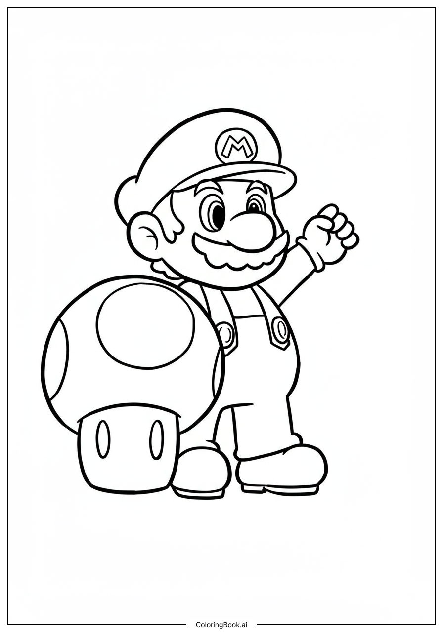  Mario Standing With A Mushroom Coloring Page 