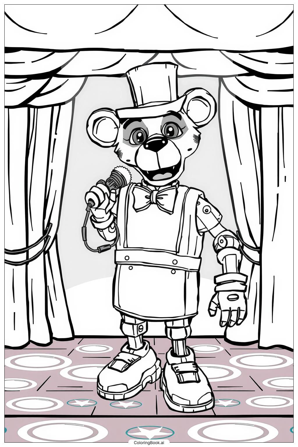  five nights at freddy Lefty guarding the stage-2 Coloring Page 