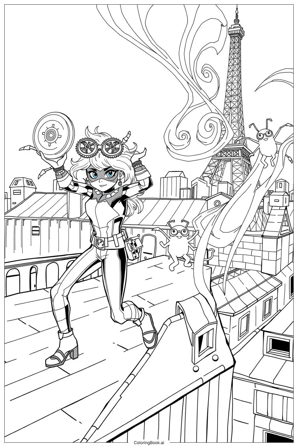  Page de coloriage Miraculeux Cat Noir et l'équipe Kwami 