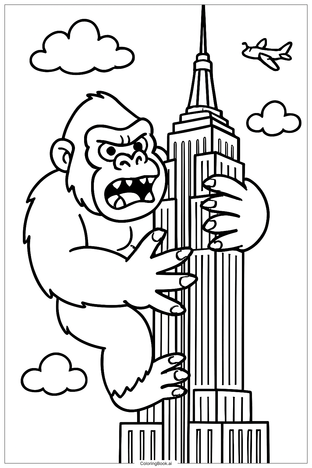  King Kong Climbing the Empire State Building Coloring Page 