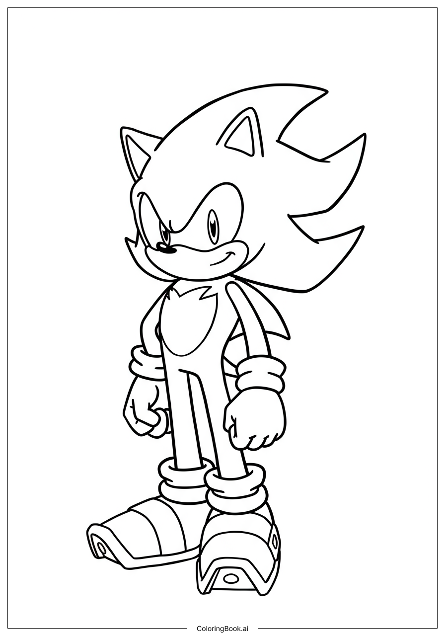  Página para colorir de Dark Sonic em Pé em Rochas de Lava 