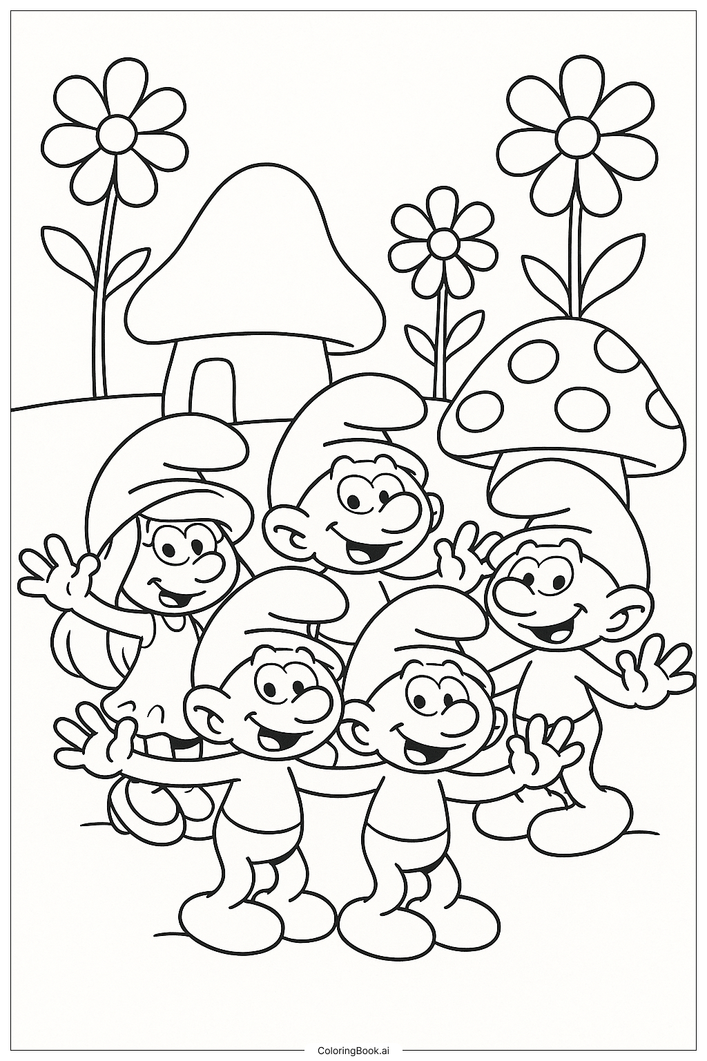 A Simple Smurf Waving Hello Coloring Page Free PDF PNG Printable A Simple Smurf Waving Hello Coloring Page Free PDF PNG Printable