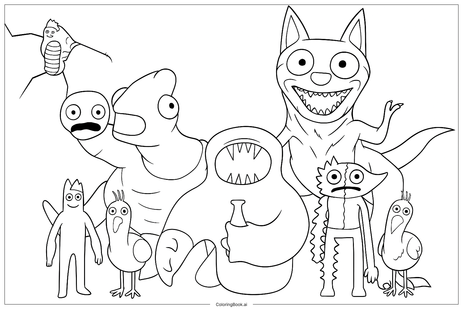 Página para colorear de Monstruos Traviesos