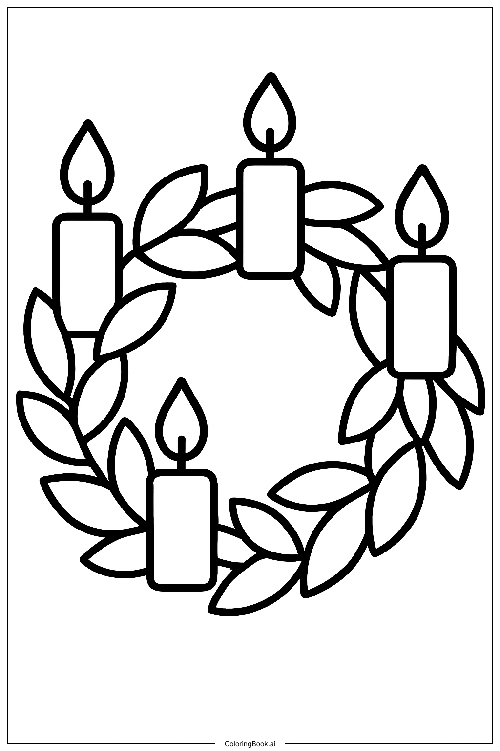  Simple Leafy Advent Wreath Ausmalseite 