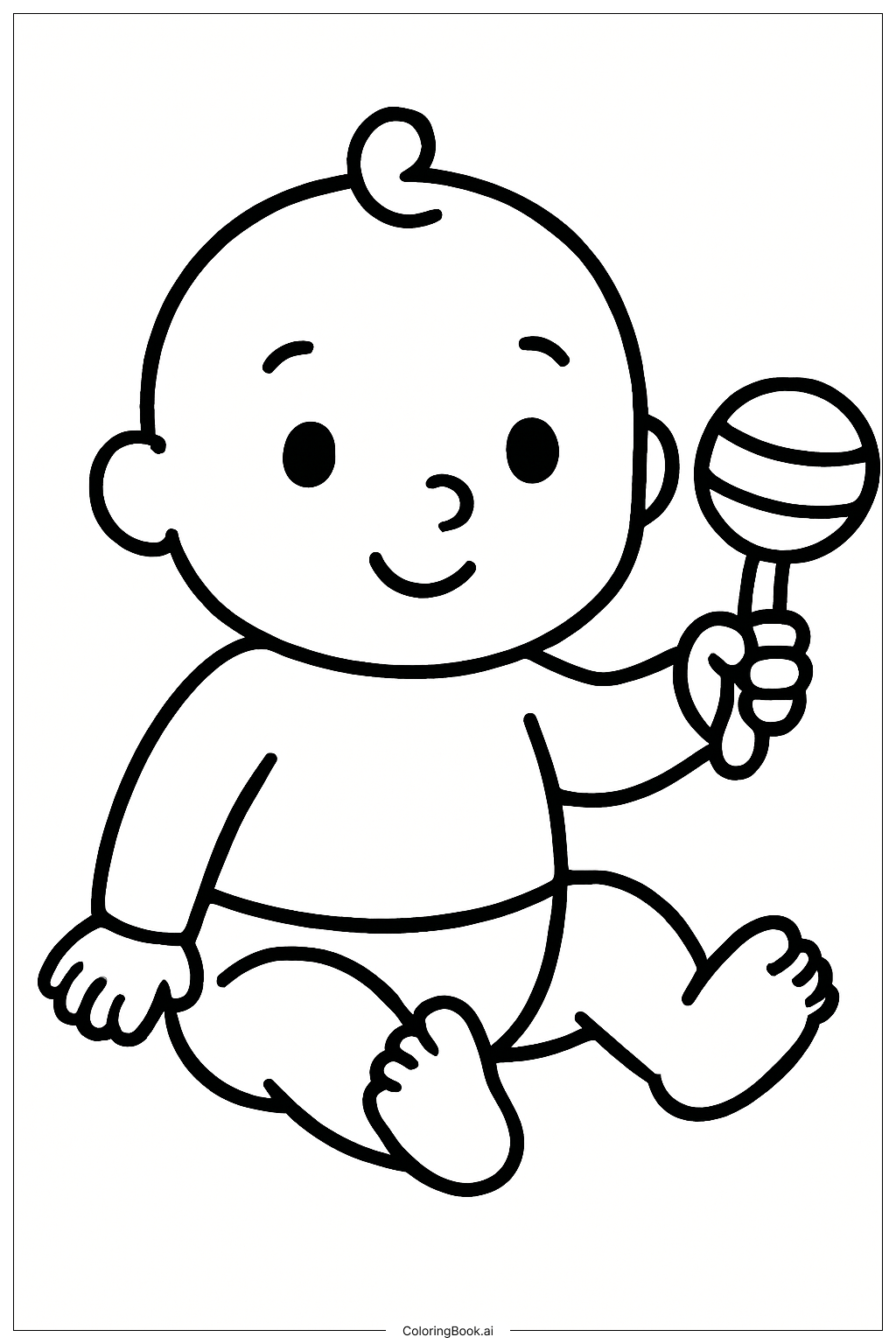  Baby Holding A Single Rattle Coloring Page 
