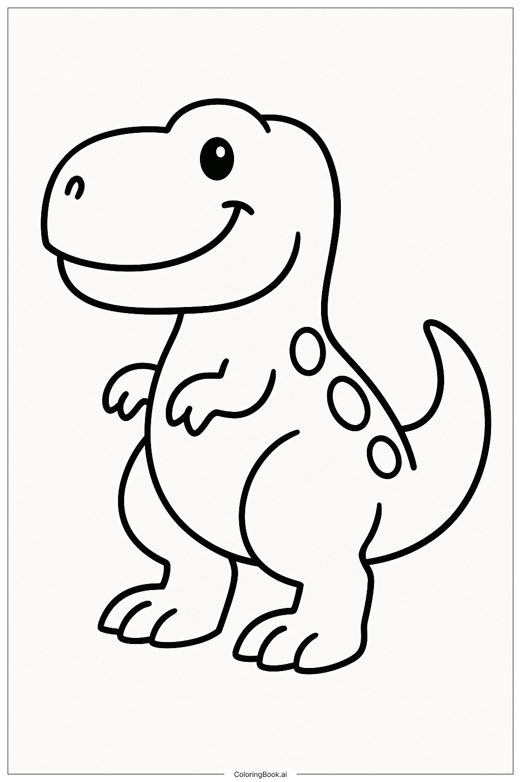  Página para colorir de T-Rex Sorridente ao Sol 
