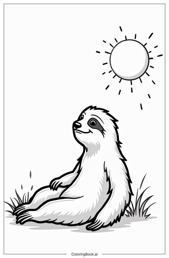  Sloth basking in the sun Coloring Page 