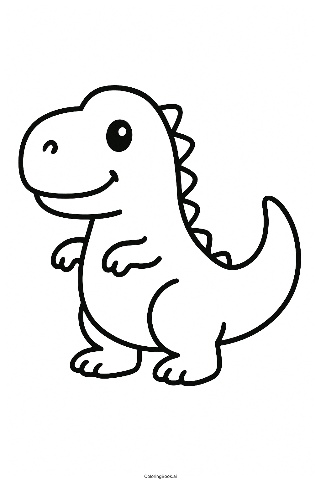  Página para colorir de T-Rex Fácil para Crianças Pequenas 