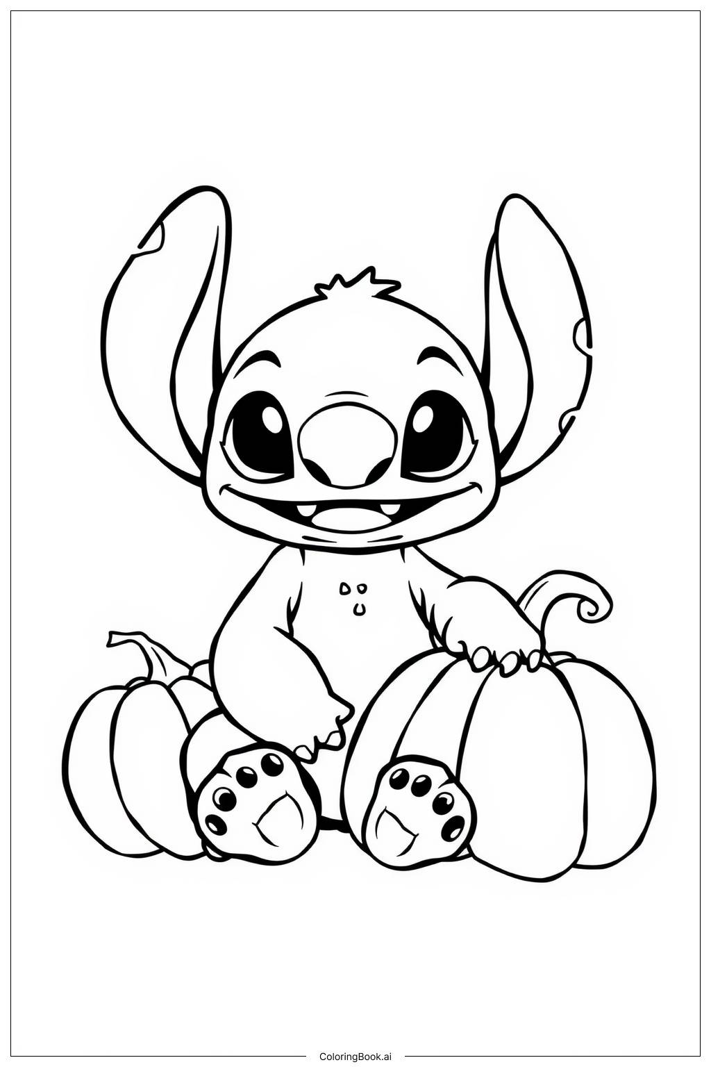  Página para colorir de Abóbora do Halloween Stitch 