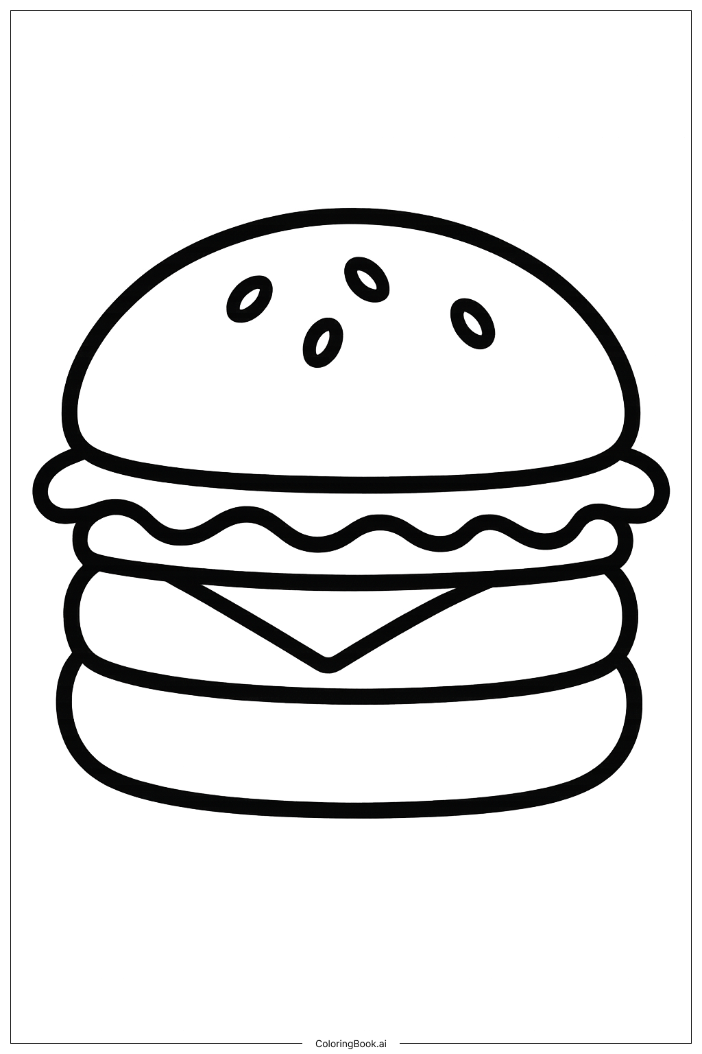  Page de coloriage Un hamburger de dessin animé 