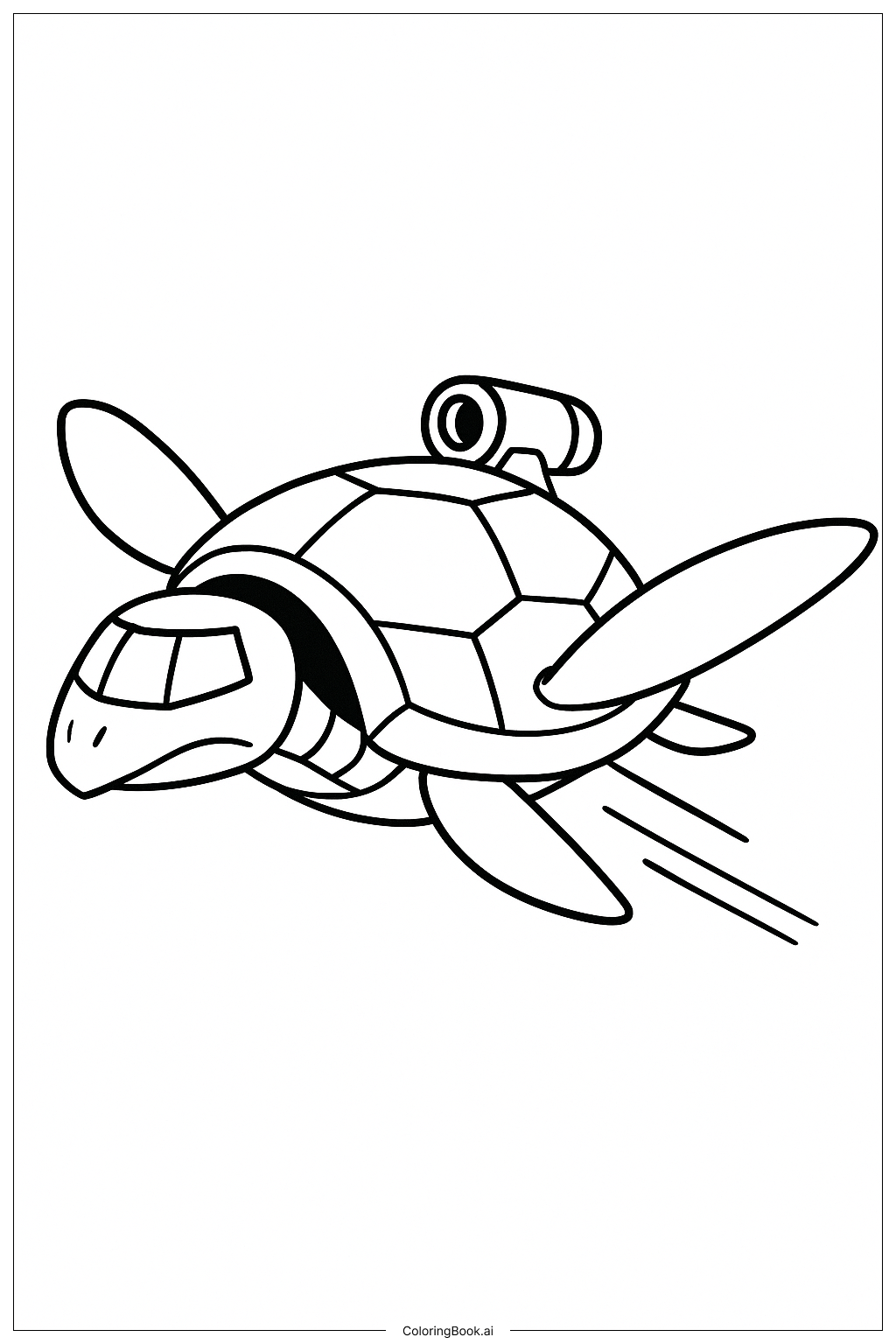  野生克拉特斯 天空中飞行的Tortuga填色页 