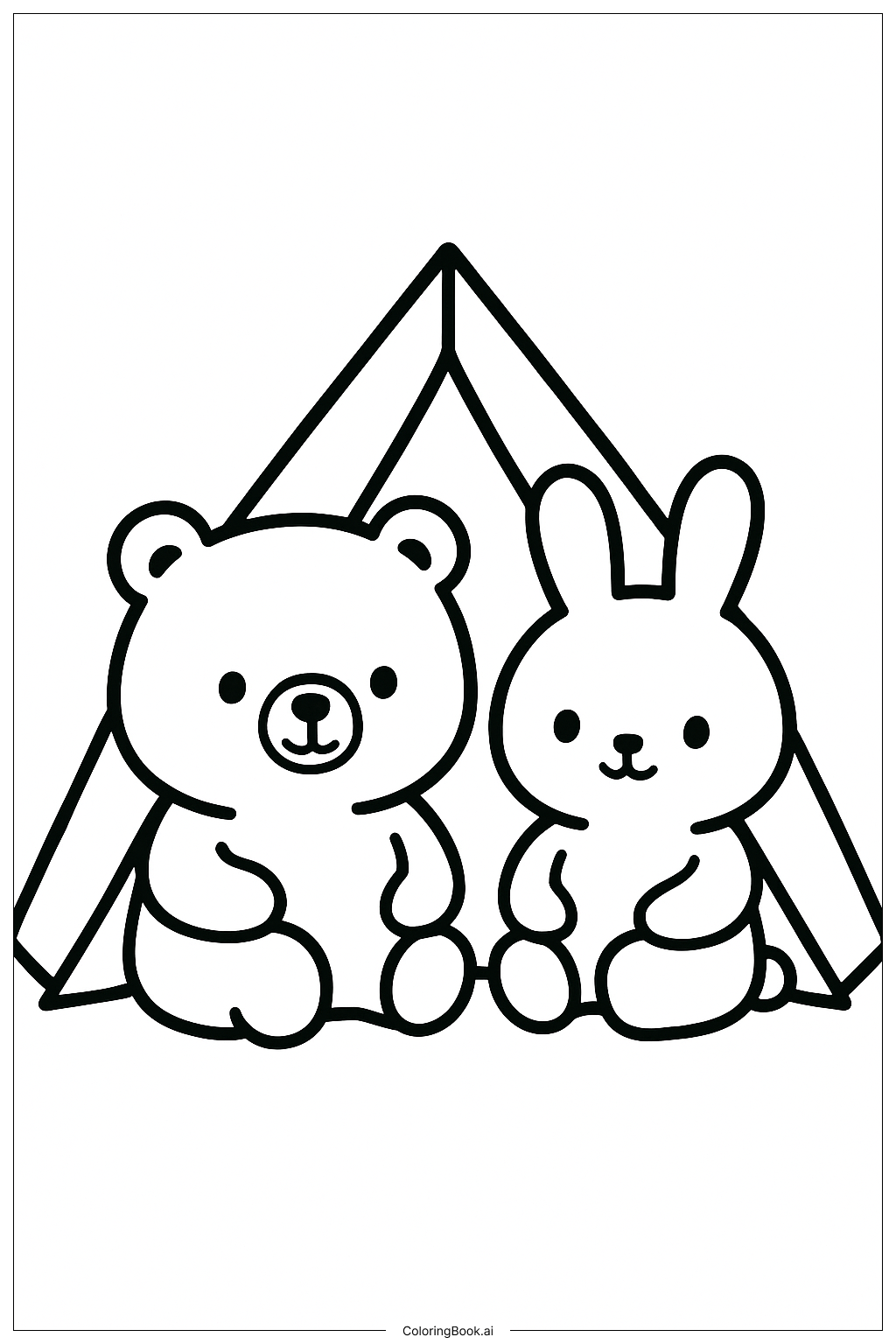 Cozy Friends In A Little Tent Coloring Page