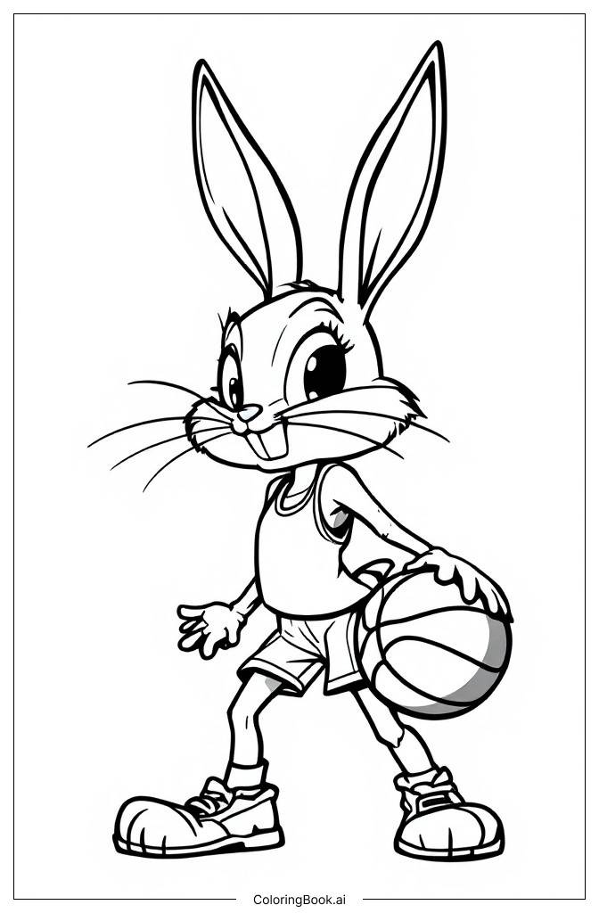  Página para colorear de Lola Bunny Baloncesto 