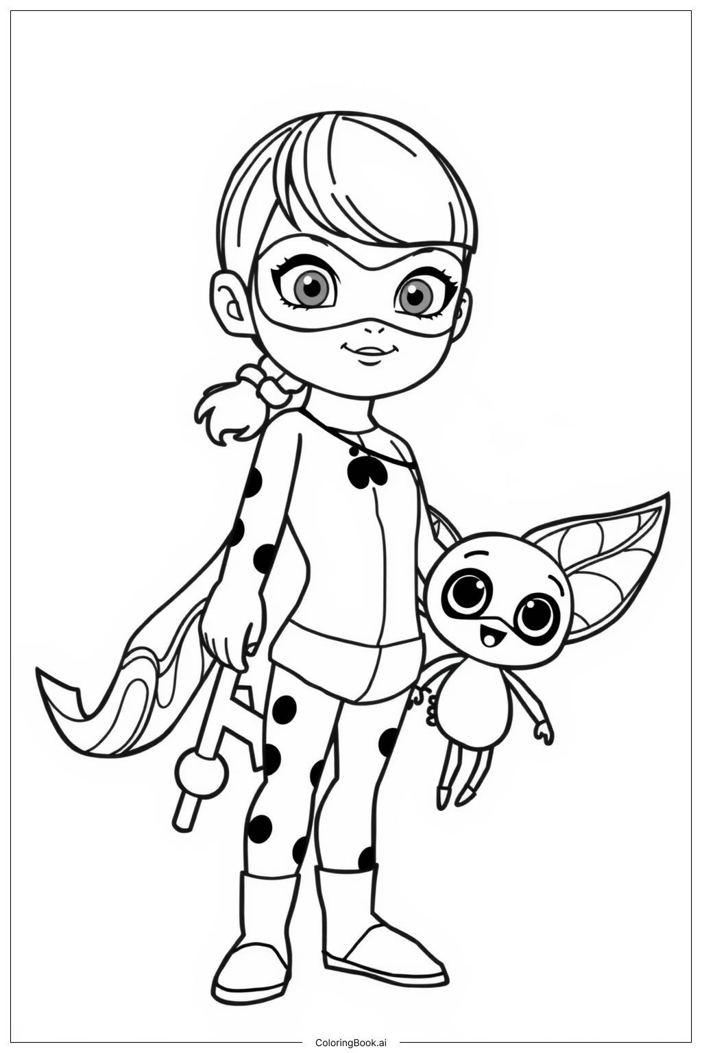  Página para colorear de Miraculous Ladybug con Kwami 